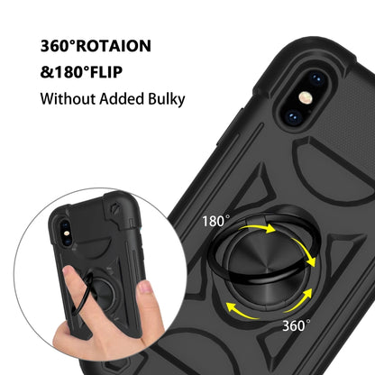 For iPhone XR Shockproof Silicone + PC Protective Case with Dual-Ring Holder(Black) - More iPhone Cases by buy2fix | Online Shopping UK | buy2fix