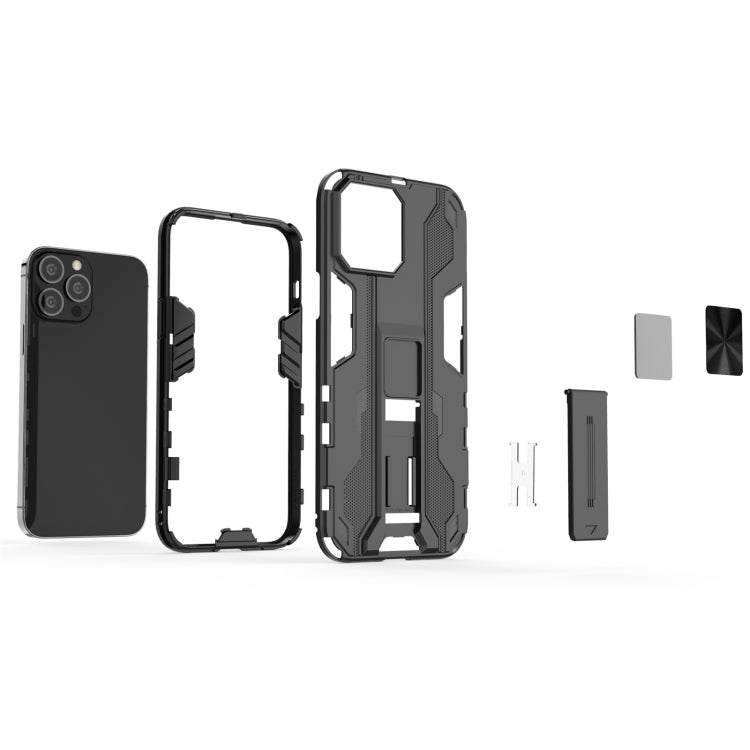 For iPhone 13 Pro Max Supersonic PC + TPU Shock-proof Protective Case with Holder (Black) - iPhone 13 Pro Max Cases by buy2fix | Online Shopping UK | buy2fix