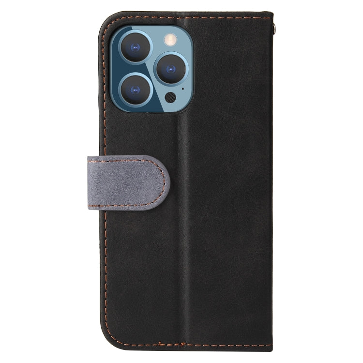 For iPhone 13 Pro Business Stitching-Color Horizontal Flip PU Leather Case with Holder & Card Slots & Photo Frame  (Grey) - iPhone 13 Pro Cases by buy2fix | Online Shopping UK | buy2fix