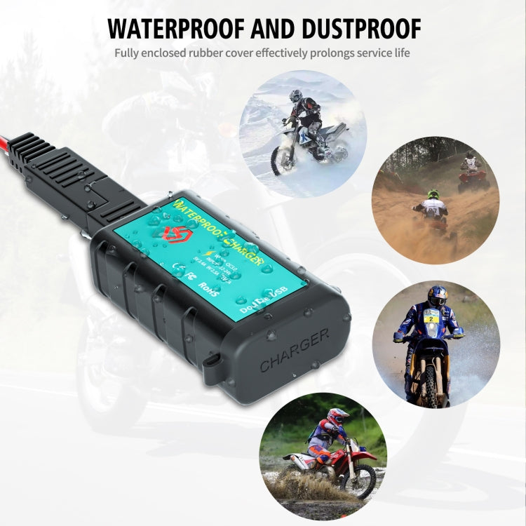 WUPP ZH-1422C2 Motorcycle Square Dual USB Fast Charging Charger with Switch + Integrated SAE Socket + 1m SAE Socket Cable - In Car by WUPP | Online Shopping UK | buy2fix