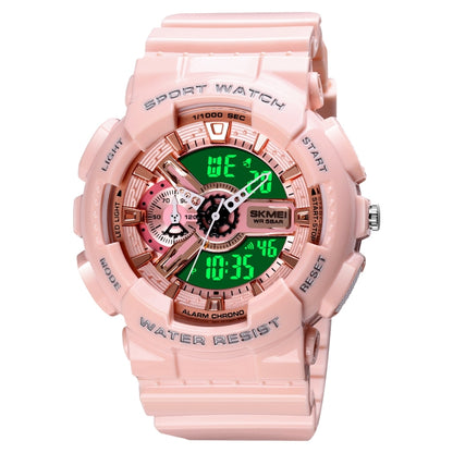 SKMEI 1688 LED Dual Time Digital Display + Pointer Luminous Sports Electronic Watch(Pink) - Leather Strap Watches by SKMEI | Online Shopping UK | buy2fix