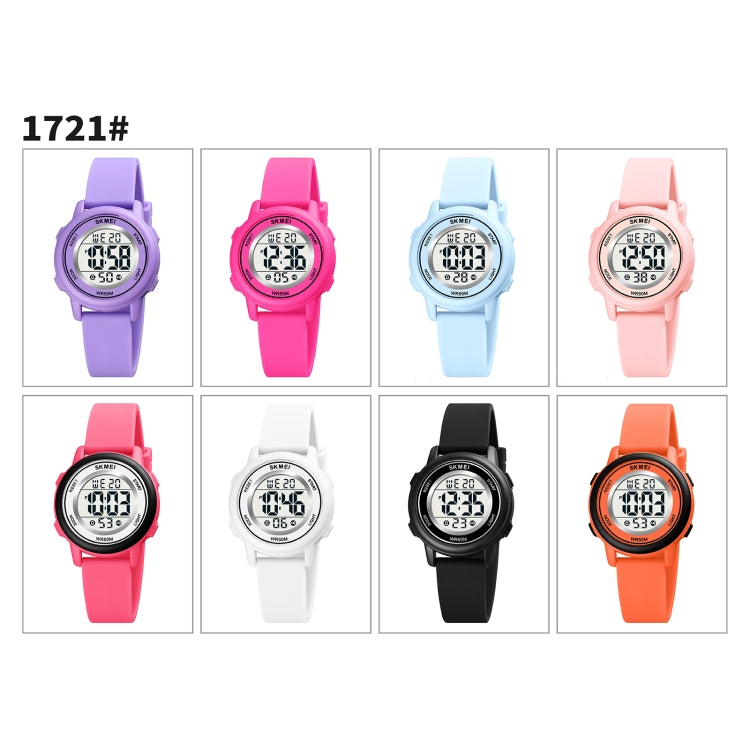 SKMEI 1721 Triplicate Round Dial LED Digital Display Luminous Silicone Strap Electronic Watch(Pink Blue) - LED Digital Watches by SKMEI | Online Shopping UK | buy2fix