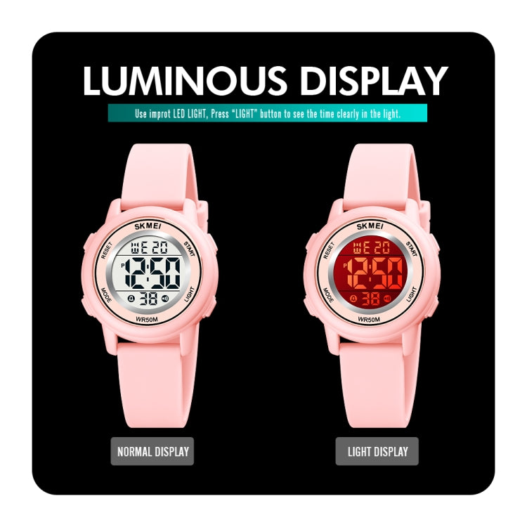 SKMEI 1721 Triplicate Round Dial LED Digital Display Luminous Silicone Strap Electronic Watch(Pink Blue) - LED Digital Watches by SKMEI | Online Shopping UK | buy2fix