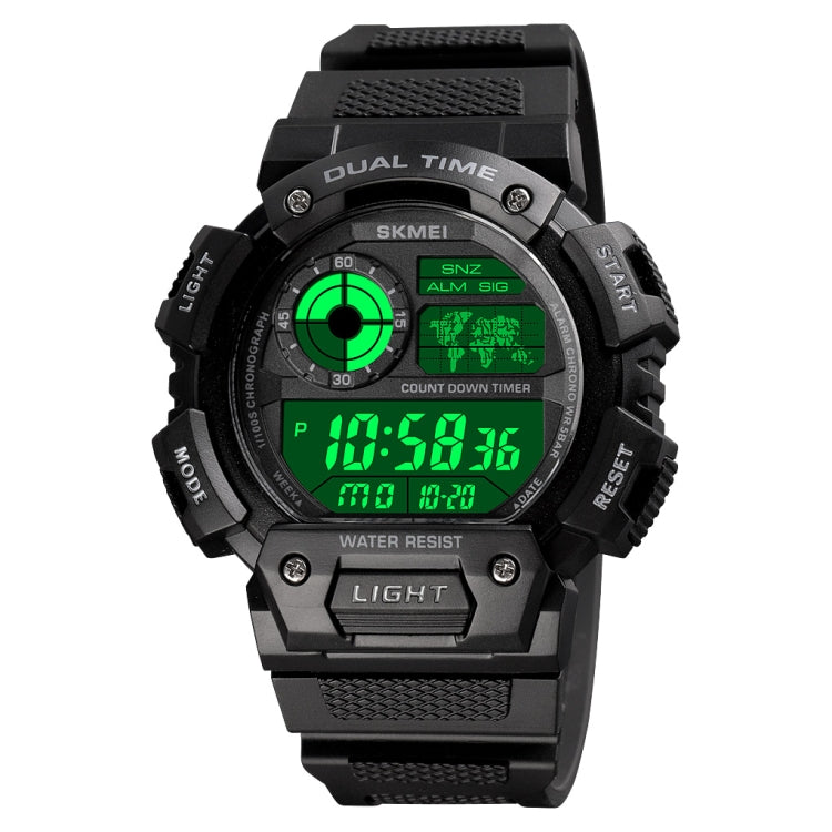 SKMEI 1723 Dual Time LED Digital Display Timing Luminous Electronic Watch(Black) - Leather Strap Watches by SKMEI | Online Shopping UK | buy2fix