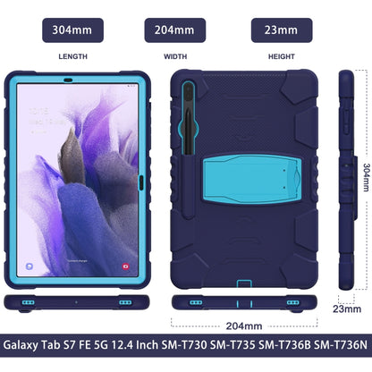 For Samsung Galaxy Tab S7+/ Tab S7 FE / Tab S8+ 3-Layer Protection Screen Frame + PC + Silicone Combination Case with Holder(NavyBlue+Blue) - Other Galaxy Tab PC by buy2fix | Online Shopping UK | buy2fix