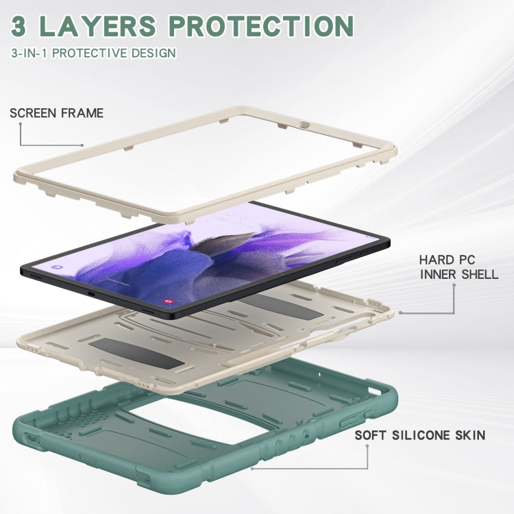 For Samsung Galaxy Tab S7+/ Tab S7 FE / Tab S8+ 3-Layer Protection Screen Frame + PC + Silicone Combination Case with Holder(Emerald Green) - Other Galaxy Tab PC by buy2fix | Online Shopping UK | buy2fix