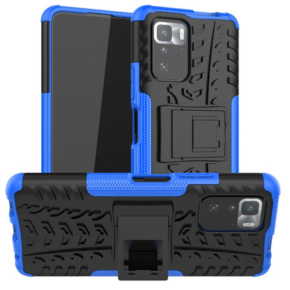 For Xiaomi Poco X3 GT Tire Texture Shockproof TPU+PC Protective Case with Holder(Blue) - Xiaomi Cases by buy2fix | Online Shopping UK | buy2fix