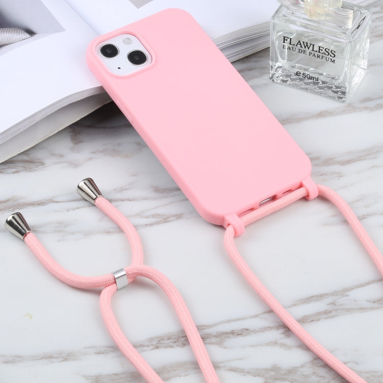 For iPhone 13 Candy Colors TPU Protective Case with Lanyard(Pink) - Apple Accessories by buy2fix | Online Shopping UK | buy2fix