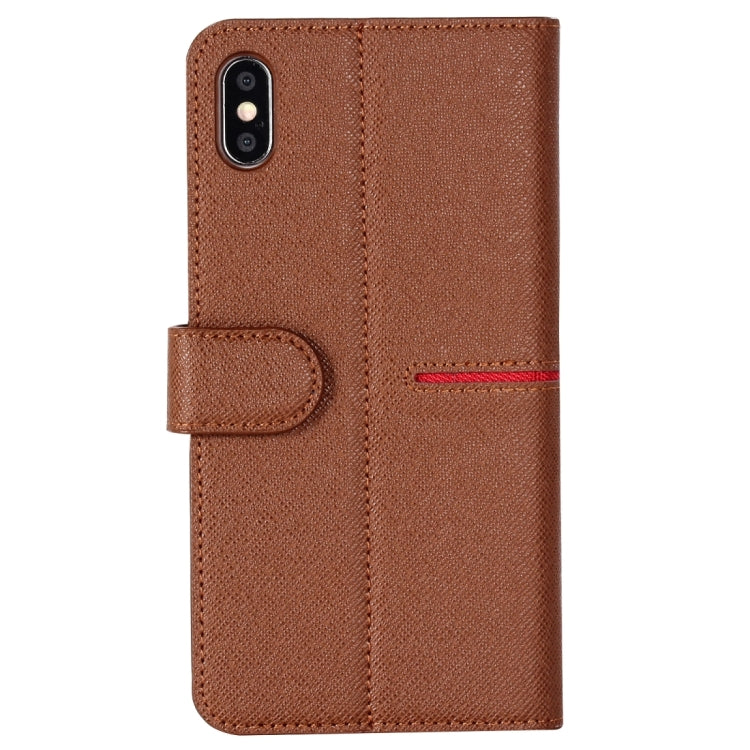 For iPhone XS / X GEBEI Top-grain Leather Horizontal Flip Protective Case with Holder & Card Slots & Wallet & Photo Frame(Brown) - More iPhone Cases by GEBEI | Online Shopping UK | buy2fix