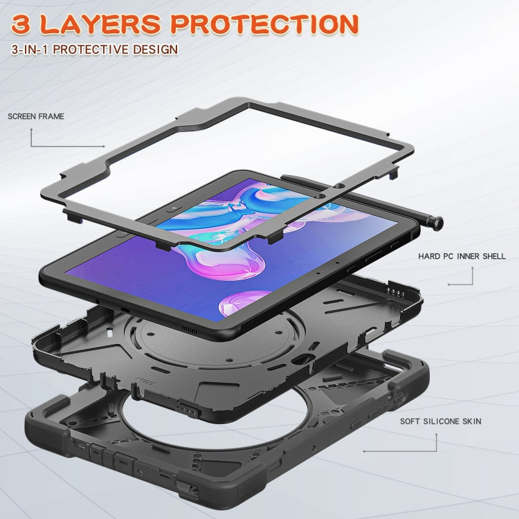 For Samsung Galaxy Tab Active Pro Silicone + PC Protective Case with Holder & Shoulder Strap(Black) - Other Galaxy Tab PC by buy2fix | Online Shopping UK | buy2fix