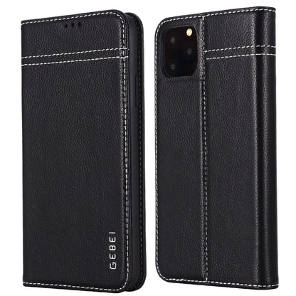 For iPhone 11 Pro GEBEI Top-grain Leather Horizontal Flip Protective Case with Holder & Card Slots(Black) - iPhone 11 Pro Cases by GEBEI | Online Shopping UK | buy2fix