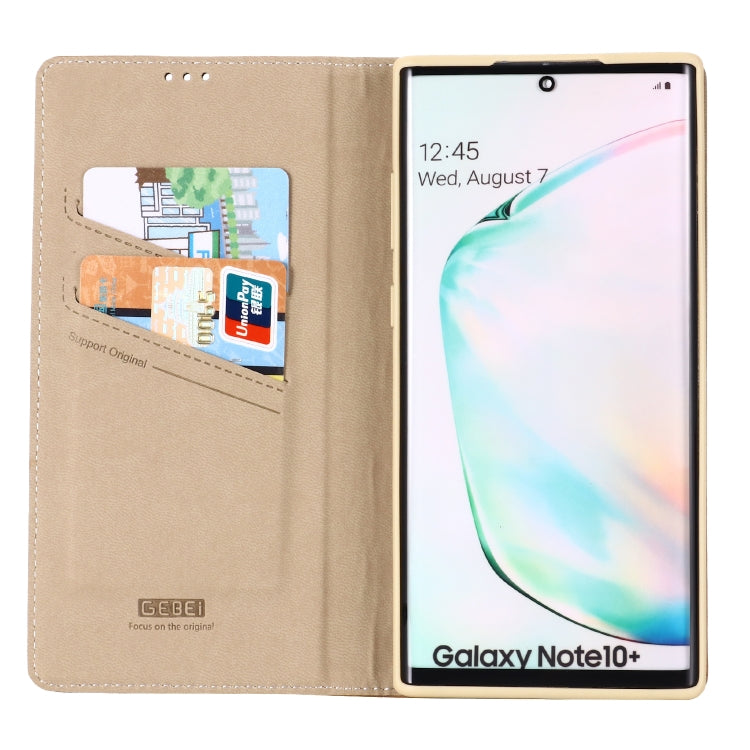 For Galaxy Note 10  GEBEI Top-grain Leather Horizontal Flip Protective Case with Holder & Card Slots(Khaki) - Galaxy Phone Cases by GEBEI | Online Shopping UK | buy2fix