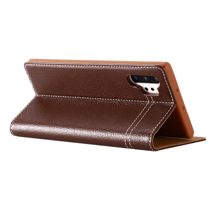 For Galaxy Note 10  GEBEI Top-grain Leather Horizontal Flip Protective Case with Holder & Card Slots(Brown) - Galaxy Phone Cases by GEBEI | Online Shopping UK | buy2fix