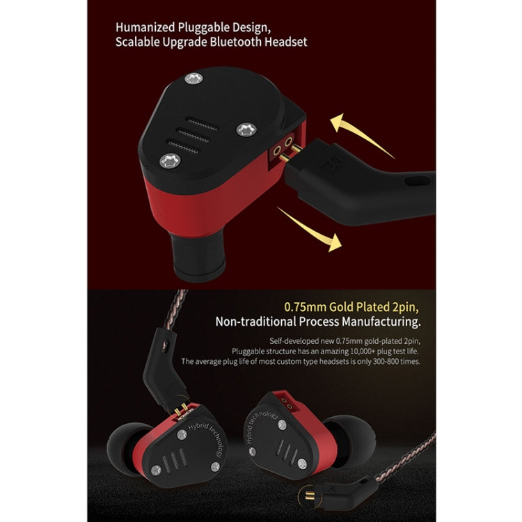KZ ZSA Ring Iron Hybrid Drive Sport In-ear Wired Earphone, Standard Version(Black Red) - In Ear Wired Earphone by KZ | Online Shopping UK | buy2fix