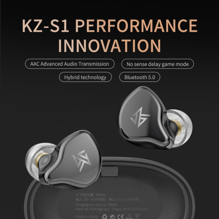 KZ S1 1DD+1BA Hybrid Technology Wireless Bluetooth 5.0 Stereo In-ear Sports Earphone with Microphone(Grey) - In Ear Wired Earphone by KZ | Online Shopping UK | buy2fix