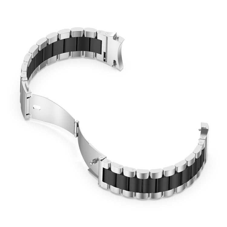 For Samsung Galaxy Watch4 / Watch4 Classic Three Strains Steel Watch Band(Silver Black) - Smart Wear by buy2fix | Online Shopping UK | buy2fix