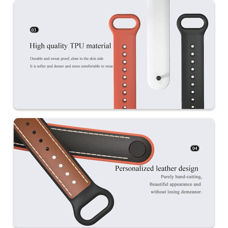 For Xiaomi Mi Band 5/6/7 MIJOBS TPU + Leather Watch Band(Blue+Orange) - Watch Bands by MIJOBS | Online Shopping UK | buy2fix