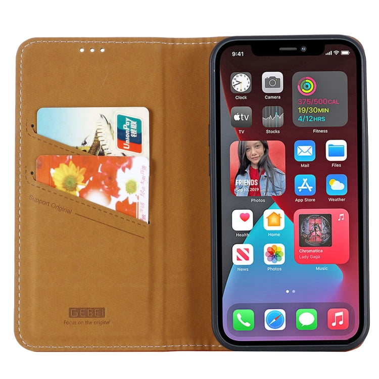 For iPhone 13 Pro GEBEI PU+TPU Horizontal Flip Protective Case with Holder & Card Slots (Brown) - iPhone 13 Pro Cases by GEBEI | Online Shopping UK | buy2fix