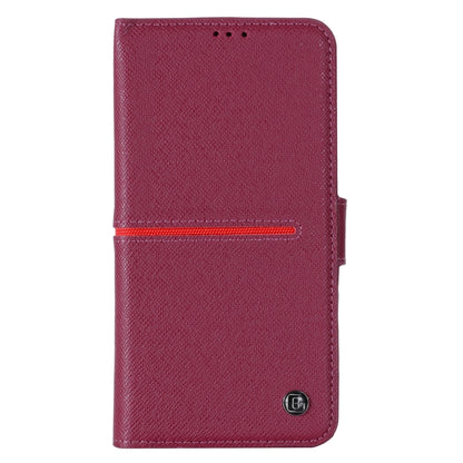 For iPhone 13 GEBEI Top-grain Leather Horizontal Flip Protective Case with Holder & Card Slots & Wallet & Photo Frame(Red Wine) - iPhone 13 Cases by GEBEI | Online Shopping UK | buy2fix