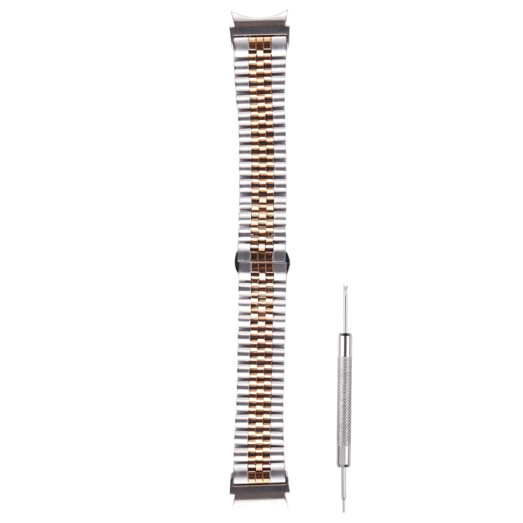 For Samsung Galaxy Watch4 40mm/44mm Five-bead Stainless Steel Watch Band(Silver Rose Gold) - Watch Bands by buy2fix | Online Shopping UK | buy2fix