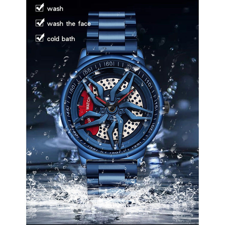 SANDA 1062 360 Degree Hollow Spinning Dial Steel Strap Quartz Watch for Men(Blue) - Metal Strap Watches by SANDA | Online Shopping UK | buy2fix