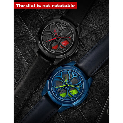 SANDA 1065 3D Hollow Out Wheel Non-rotatable Dial Quartz Watch for Men, Style:Mesh Belt(Black Red) - Metal Strap Watches by SANDA | Online Shopping UK | buy2fix