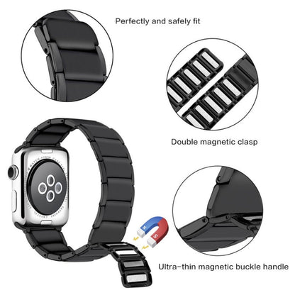 Bamboo Joint Magnetic Steel Watch Band For Apple Watch Ultra 49mm&Watch Ultra 2 49mm / Series 9&8&7 45mm / SE 3&SE 2&6&SE&5&4 44mm / 3&2&1 42mm(Black) - Watch Bands by buy2fix | Online Shopping UK | buy2fix