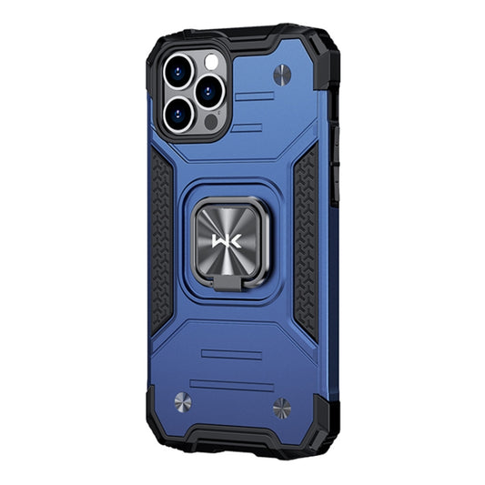 For iPhone 13 Pro Max WK WTP-012 Shockproof PC + TPU + Metal Phone Case with Ring Holder (Blue) - iPhone 13 Pro Max Cases by WK | Online Shopping UK | buy2fix