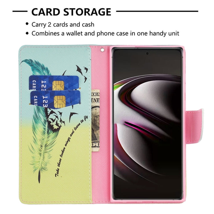 For Samsung Galaxy S22 Ultra 5G Colored Drawing Pattern Horizontal Flip Phone Leather Case with Holder & Card Slots & Wallet(Feather) - Samsung Accessories by buy2fix | Online Shopping UK | buy2fix
