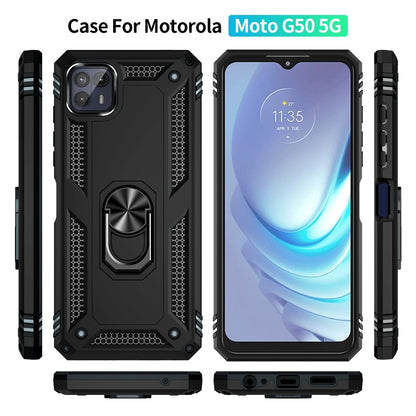 For Motorola Moto G50 5G Shockproof TPU + PC Protective Phone Case with 360 Degree Rotating Holder(Black) - Mobile Accessories by buy2fix | Online Shopping UK | buy2fix