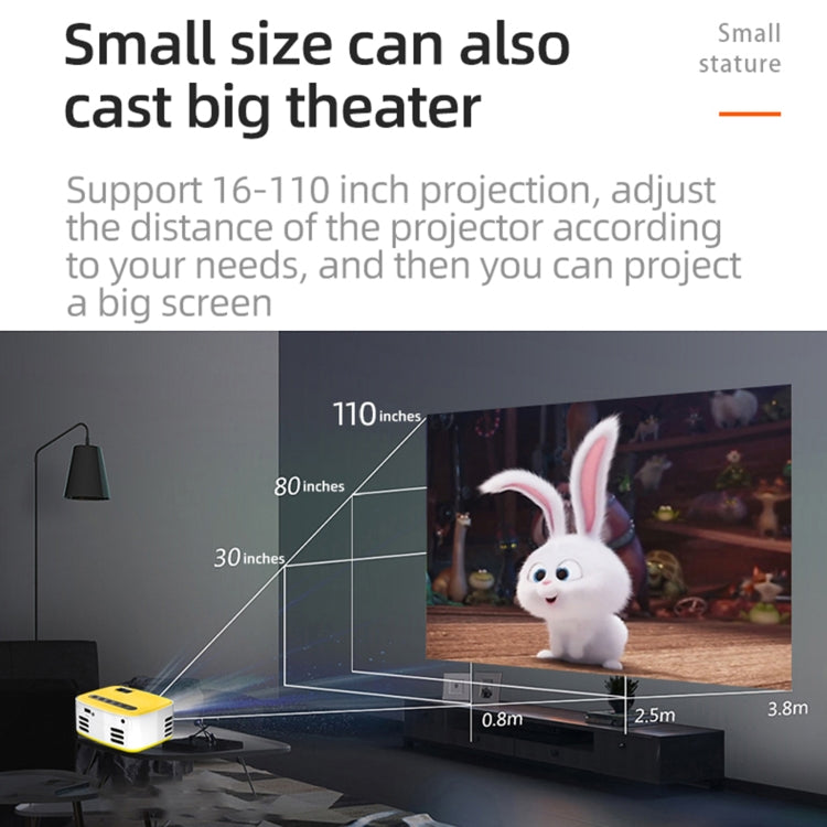 T20 320x240 400 Lumens Portable Home Theater LED HD Digital Projector, Same Screen Version, EU Plug(White Yellow) - Consumer Electronics by buy2fix | Online Shopping UK | buy2fix