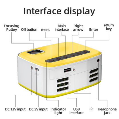 T20 320x240 400 Lumens Portable Home Theater LED HD Digital Projector, Same Screen Version, EU Plug(White Yellow) - Consumer Electronics by buy2fix | Online Shopping UK | buy2fix