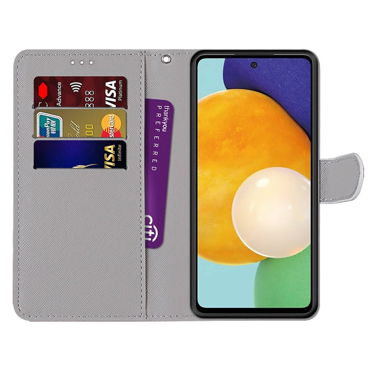 For Samsung Galaxy A53 5G Global Coloured Drawing Cross Texture Horizontal Flip PU Phone Leather Case with Holder & Card Slots & Wallet & Lanyard(Colorful Layer(Purple Green Starry Sky) - Samsung Accessories by buy2fix | Online Shopping UK | buy2fix