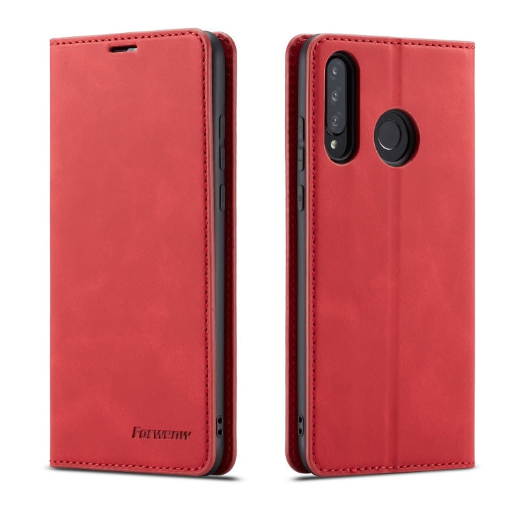 For Huawei P30 Lite Forwenw Dream Series Oil Edge Strong Magnetism Horizontal Flip Leather Case with Holder & Card Slots & Wallet & Photo Frame(Red) - Huawei Cases by Forwenw | Online Shopping UK | buy2fix