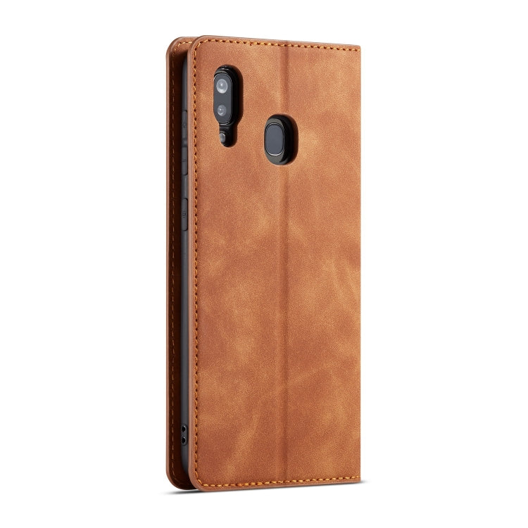 For Galaxy A40 Forwenw Dream Series Oil Edge Strong Magnetism Horizontal Flip Leather Case with Holder & Card Slots & Wallet & Photo Frame(Brown) - Galaxy Phone Cases by Forwenw | Online Shopping UK | buy2fix