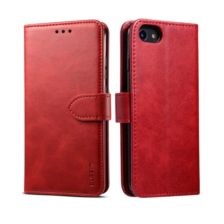 For iPhone 8  / 7 GUSSIM Magnetic Horizontal Flip Leather Case with Holder & Card Slots & & Wallet(Red) - More iPhone Cases by GUSSIM | Online Shopping UK | buy2fix