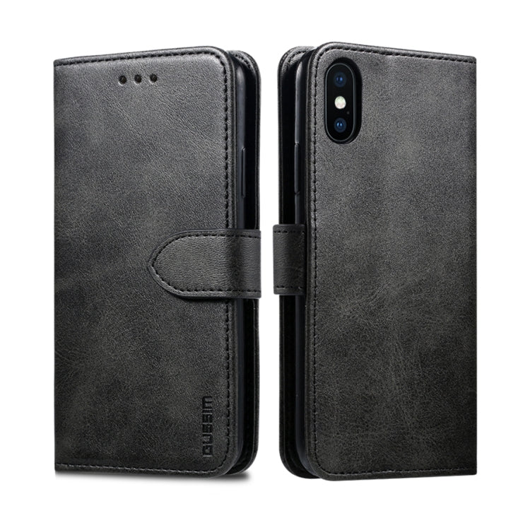 For iPhone XR GUSSIM Magnetic Horizontal Flip Leather Case with Holder & Card Slots & Wallet(Black) - More iPhone Cases by GUSSIM | Online Shopping UK | buy2fix