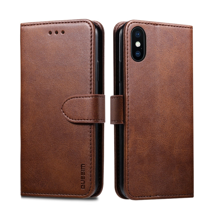 For iPhone XR GUSSIM Magnetic Horizontal Flip Leather Case with Holder & Card Slots & Wallet(Brown) - More iPhone Cases by GUSSIM | Online Shopping UK | buy2fix