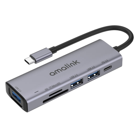 amalink 95120D Type-C / USB-C to SD/TF + 3 Ports USB + PD 3.0 Multi-function HUB (Grey) - Computer & Networking by amalink | Online Shopping UK | buy2fix