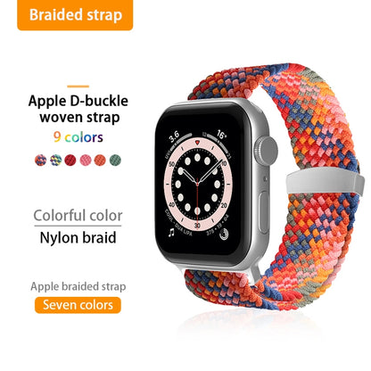 Nylon Braid Watch Band For Apple Watch Series 9&8&7 41mm / SE 3&SE 2&6&SE&5&4 40mm / 3&2&1 38mm(Bright Orange) - Watch Bands by buy2fix | Online Shopping UK | buy2fix