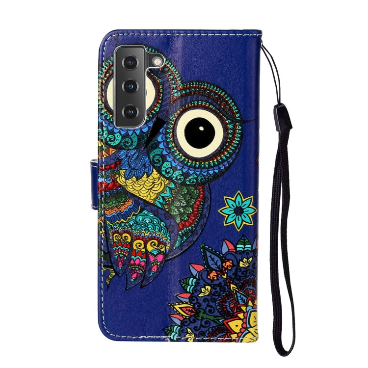 For Samsung Galaxy S22 5G Oil Embossed Pattern PU Leather Phone Case(Blue Owl) - Samsung Accessories by buy2fix | Online Shopping UK | buy2fix