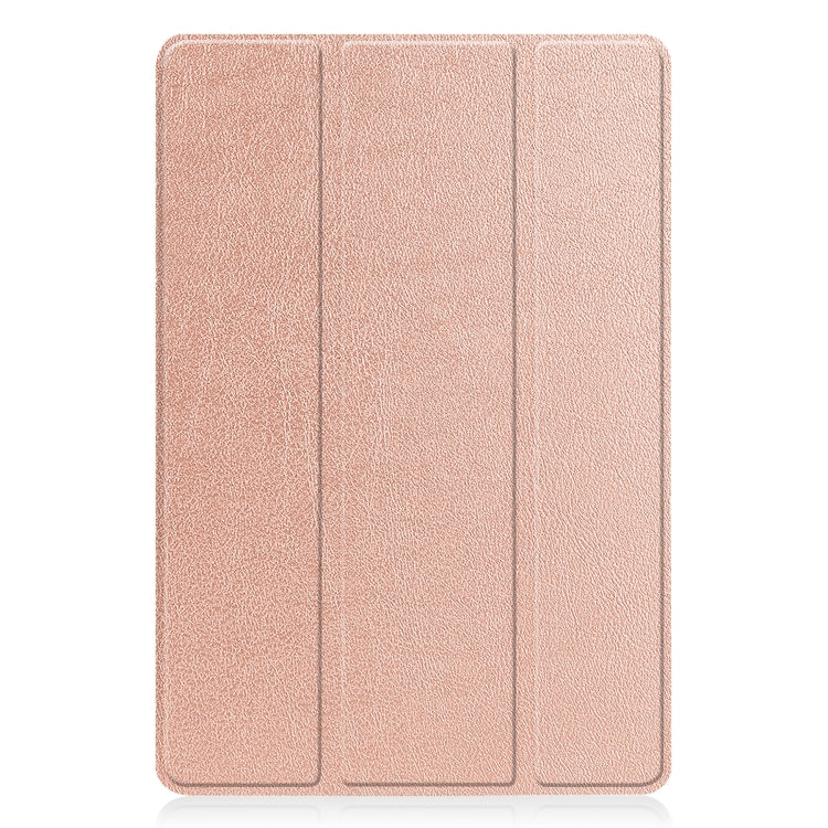 For TCL Tab 10s Three-folding Holder Custer Texture Leather Tablet Case(Rose Gold) - Others by buy2fix | Online Shopping UK | buy2fix