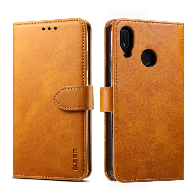 For Huawei P20 Lite GUSSIM Business Style Horizontal Flip Leather Case with Holder & Card Slots & Wallet(Khaki) - Mobile Accessories by GUSSIM | Online Shopping UK | buy2fix