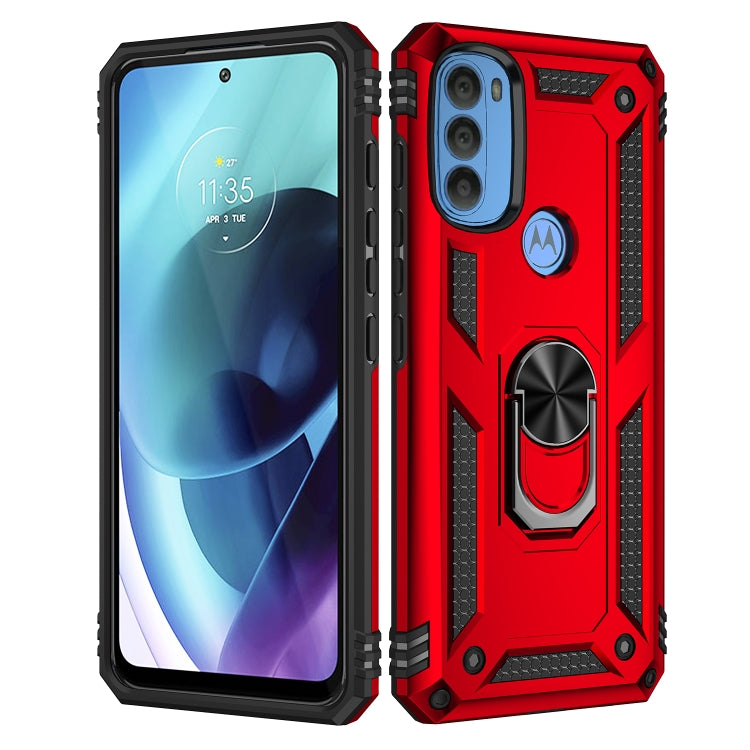 For Motorola Moto G71 5G Shockproof TPU + PC Phone Case with Holder(Red) - Motorola Cases by buy2fix | Online Shopping UK | buy2fix