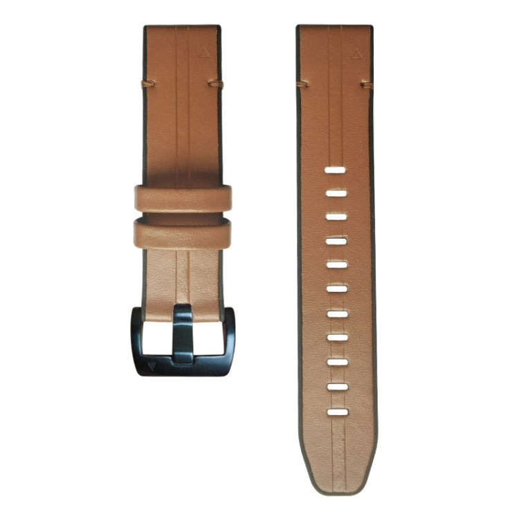 For Garmin Fenix 7 Silicone + Leather Quick Release Watch Band(Brown) - Smart Wear by buy2fix | Online Shopping UK | buy2fix