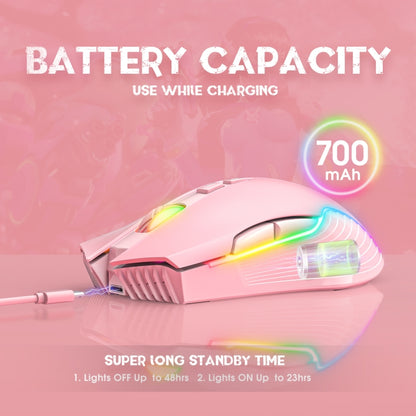 ONIKUMA CW905 2.4G RGB Lighting Wireless Mouse(Pink) - Wireless Mice by ONIKUMA | Online Shopping UK | buy2fix