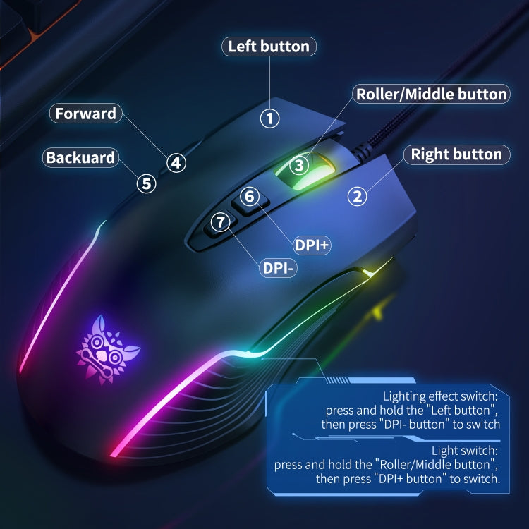 ONIKUMA CW905 RGB Lighting Wired Mouse(Black) - Wired Mice by ONIKUMA | Online Shopping UK | buy2fix