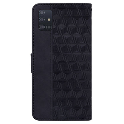 For Samsung Galaxy A71 Geometric Embossed Leather Phone Case(Black) - Samsung Accessories by buy2fix | Online Shopping UK | buy2fix