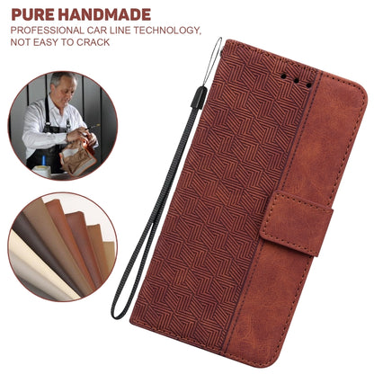 For Samsung Galaxy Note20 Ultra Geometric Embossed Leather Phone Case(Brown) - Samsung Accessories by buy2fix | Online Shopping UK | buy2fix