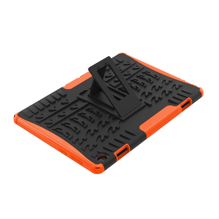 For Lenovo Tab M10 X605 / X505 Tire Texture Shockproof TPU+PC Protective Tablet Case with Holder(Orange) - For Lenovo by buy2fix | Online Shopping UK | buy2fix
